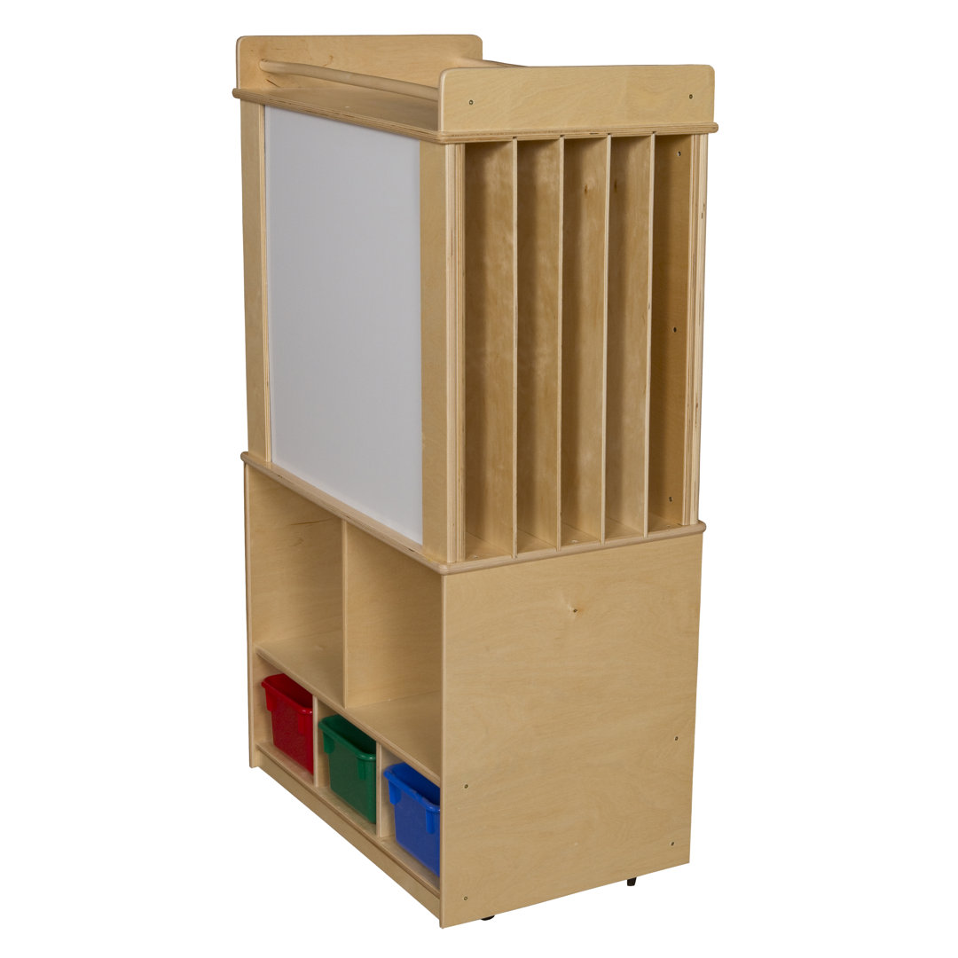 Store-It-All Portable 13 Compartment Teaching Cart with Casters Wood Designs Bin 