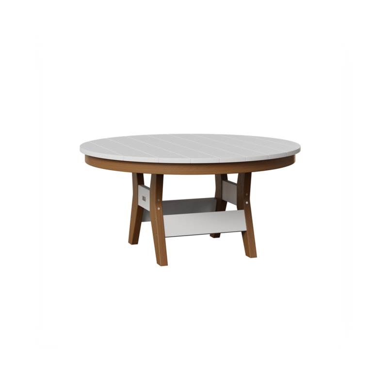 Berlin Gardens Harbour 38″ Round Conversation Table, White, Natural Teak
