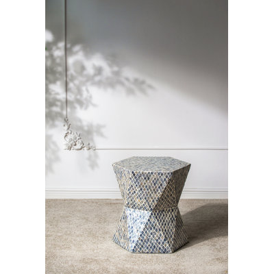 19X19x20" Garden Capiz Stool, Accent Side Table