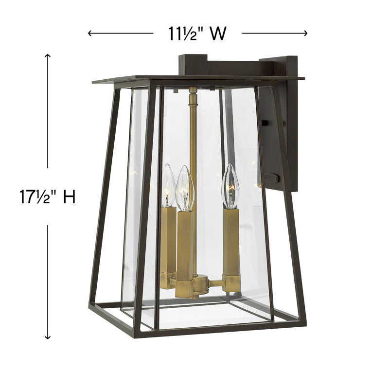 Walker 3-Light Outdoor Wall Lantern, Buckeye Bronze