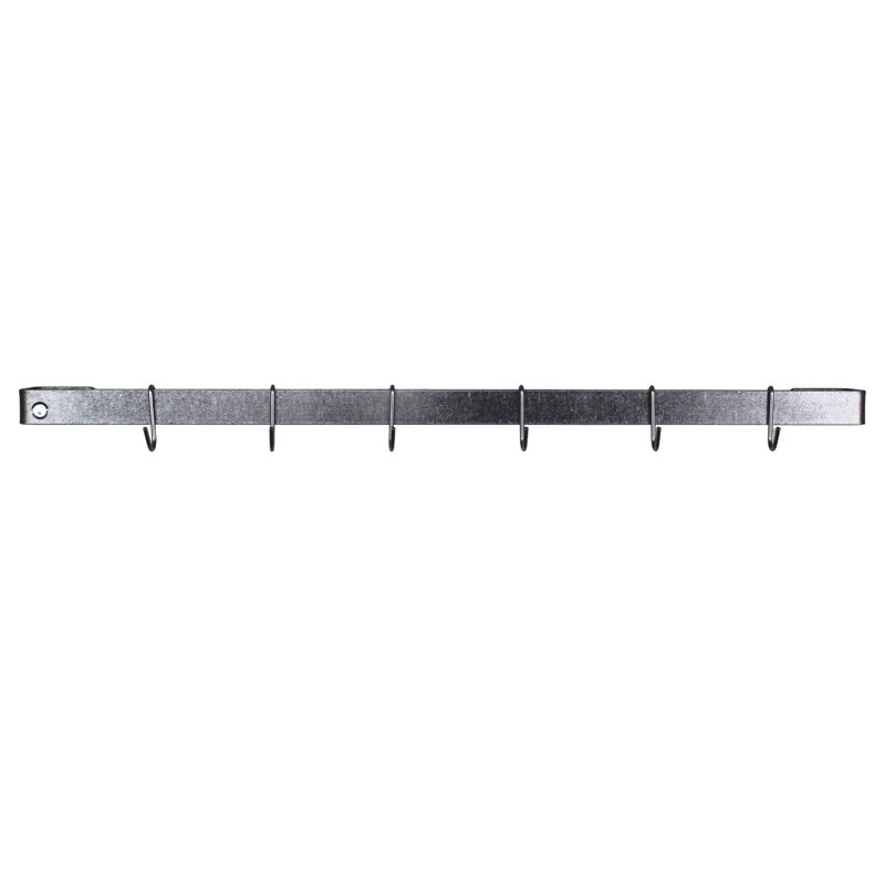 Utensil Bar Handcrafted Wall Mounted Pot Rack, 3" H x 42" W x 3" D, Hammered Steel