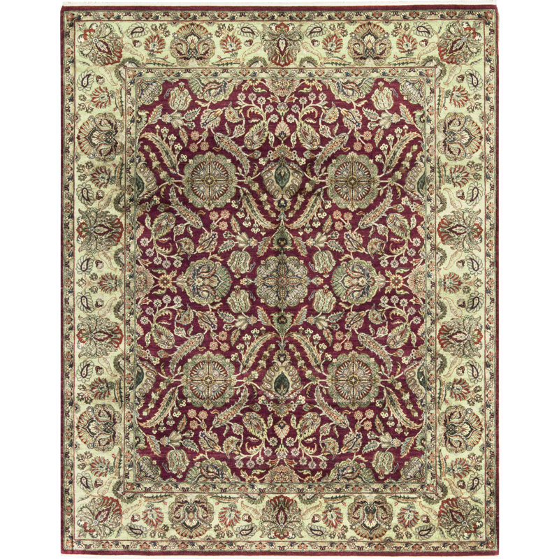 Tapis rouge et or de haute qualité noué à la main