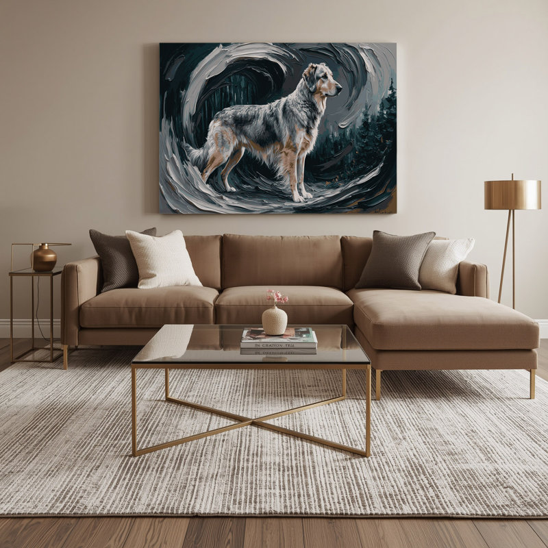 Chiens, art mural bleu sur toile Elkhound, H 11 po x l 14 po