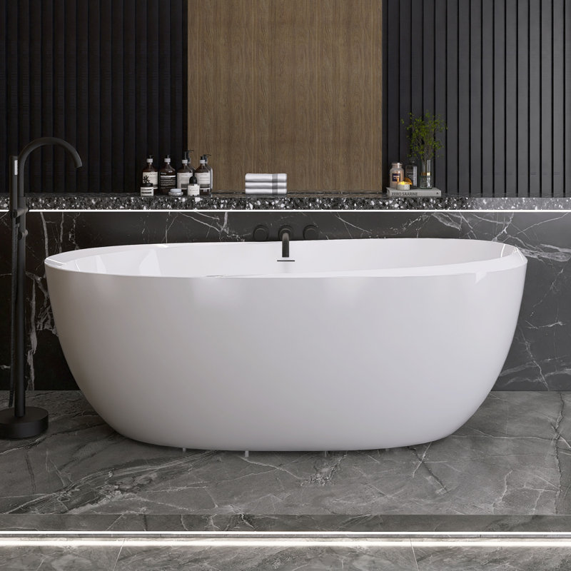 59'' x 29.5'' Freestanding Soaking Acrylic Bathtub