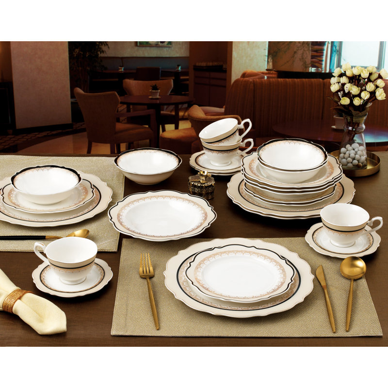 Lorren Home Trends 24 Piece Dinnerware Set-Bone China, Service for 4 by Lorren Home Trends-Dalilah