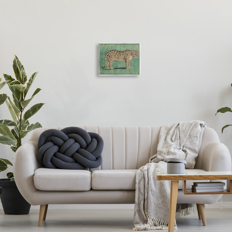 Traditional Cheetah on Green MDF Wood Wall Plaque Art