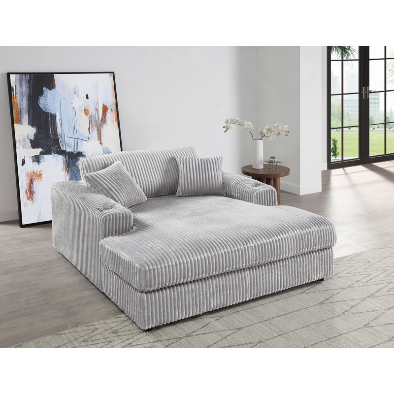 Chaise en velours côtelé avec 2 coussins