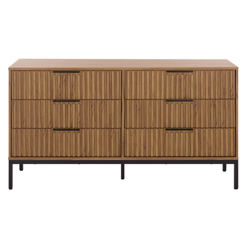 Commode 6 tiroirs Burgess, Chêne / noir