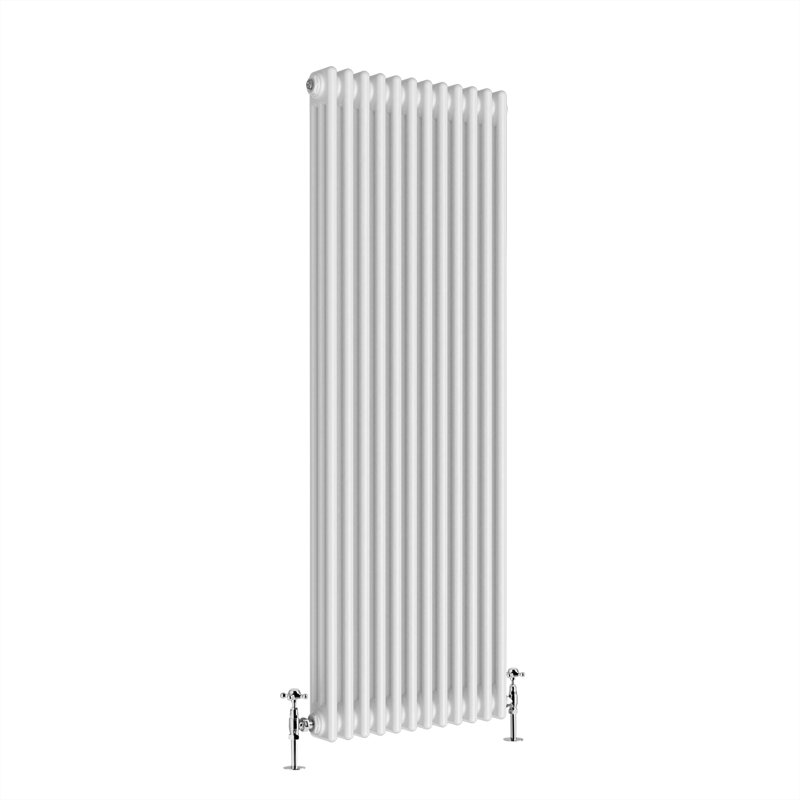 Valery Vertical Traditional 3 Column Cast Iron Style Designer Radiator, White, 180cm H x 56cm W