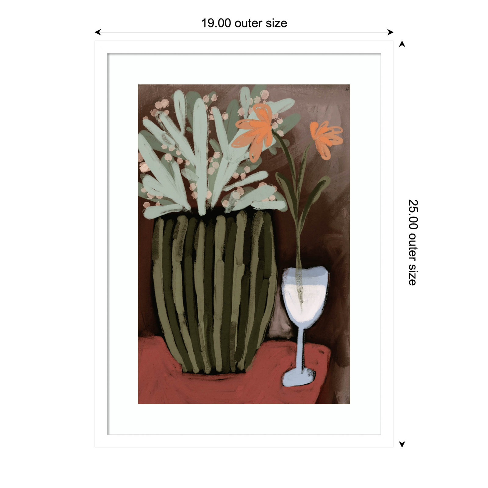 Floral Still Life No 4 by Treechild Wood Framed Wall Art Print, 25" H x 19" W, White