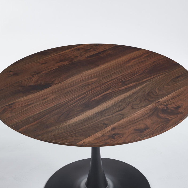 Table de salle à manger ronde, table de salle à manger de cuisine pour 2 à 4 personnes avec plateau en panneau de fibres à densité moyenne et base à piédestal, table de bout Mid-Century