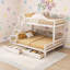Lit superposé en bois avec garde-corps courbés, tiroirs de rangement et tablettes de rangement latérales intégrées-373483762-373483764