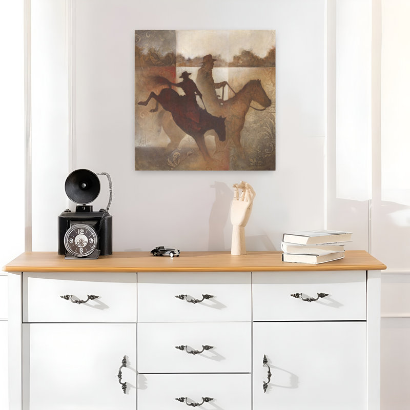 Country Cowboy I, art cheval contemporain, H 18 po x l 18 po