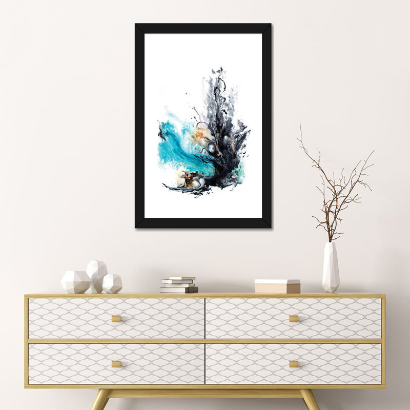 Corail par Spell rebond Fine Art - impression d'art graphique, Papier encadré noir, H 24 po x l 16 po x P 1 po, Blanc