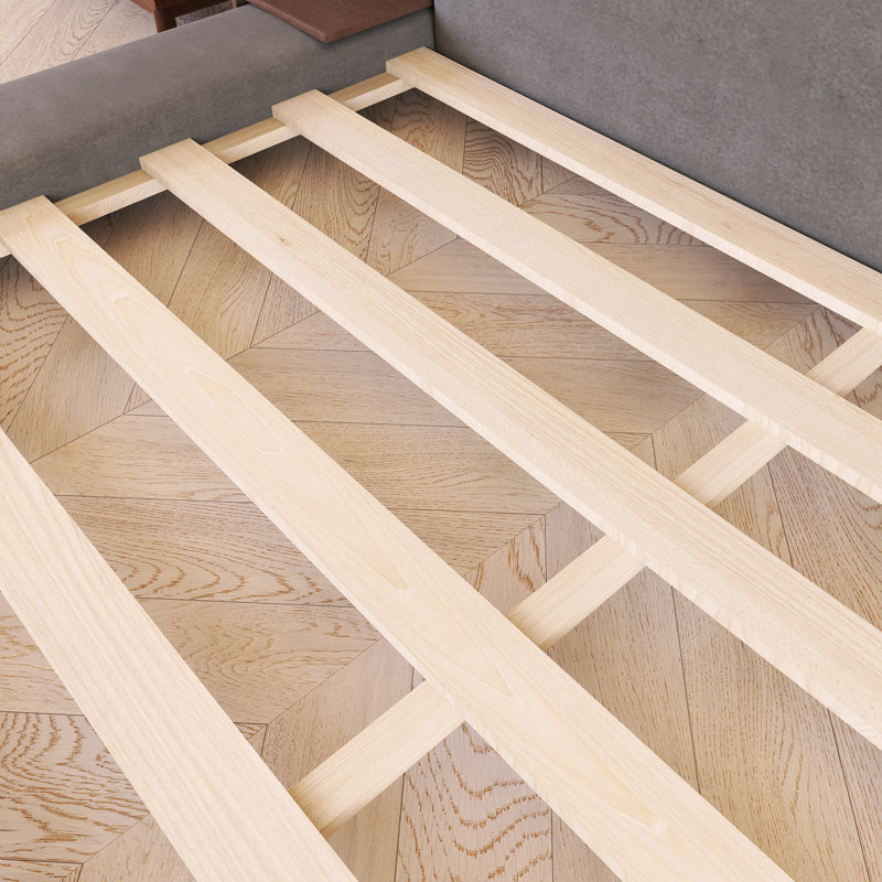 Gray Wood Frame Platform Bed, King