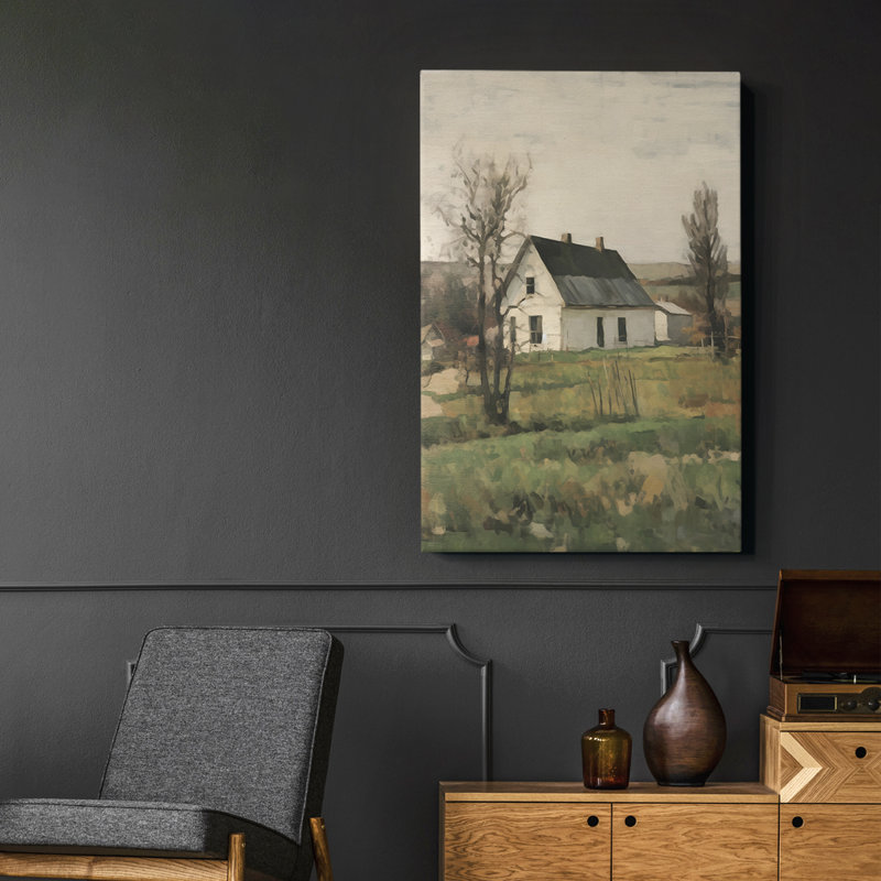 Paysage rétro - toile tendue, H 61 po x l 41 po