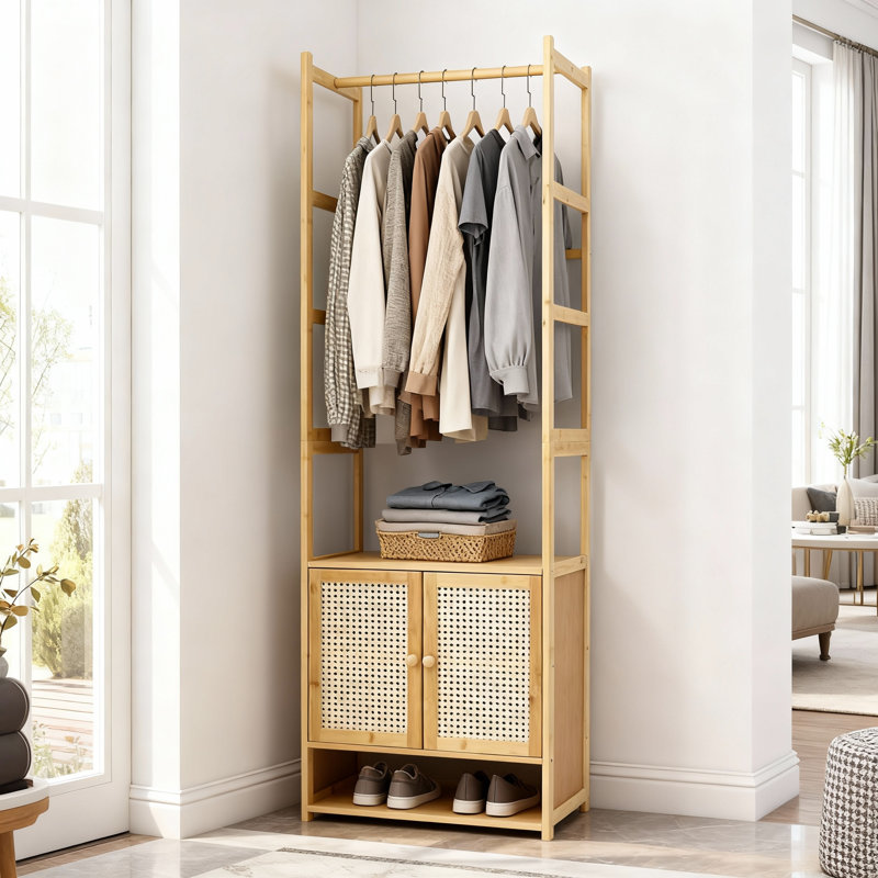 Loxi 24.4'' Solid Wood Clothing Rack