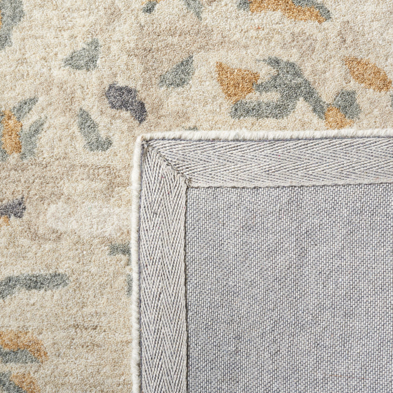Soho Hand Tufted Wool/Cotton Abstract Rug in Beige/Gray, Rectangle 5' x 8'