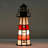 Tiffany-Style Lighthouse Accent Lamp - Red And White Stained Glass Table Light With 15W Bulb
