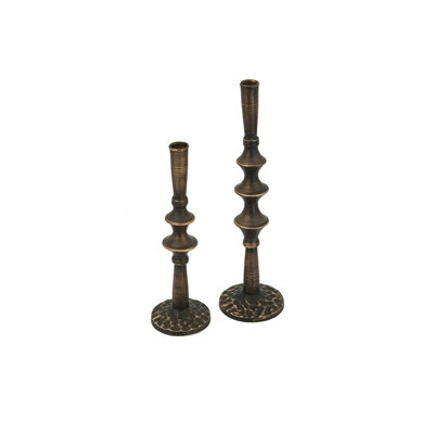 Set of 2 Victorian-Style Black Iron Sculptural Candle Holders