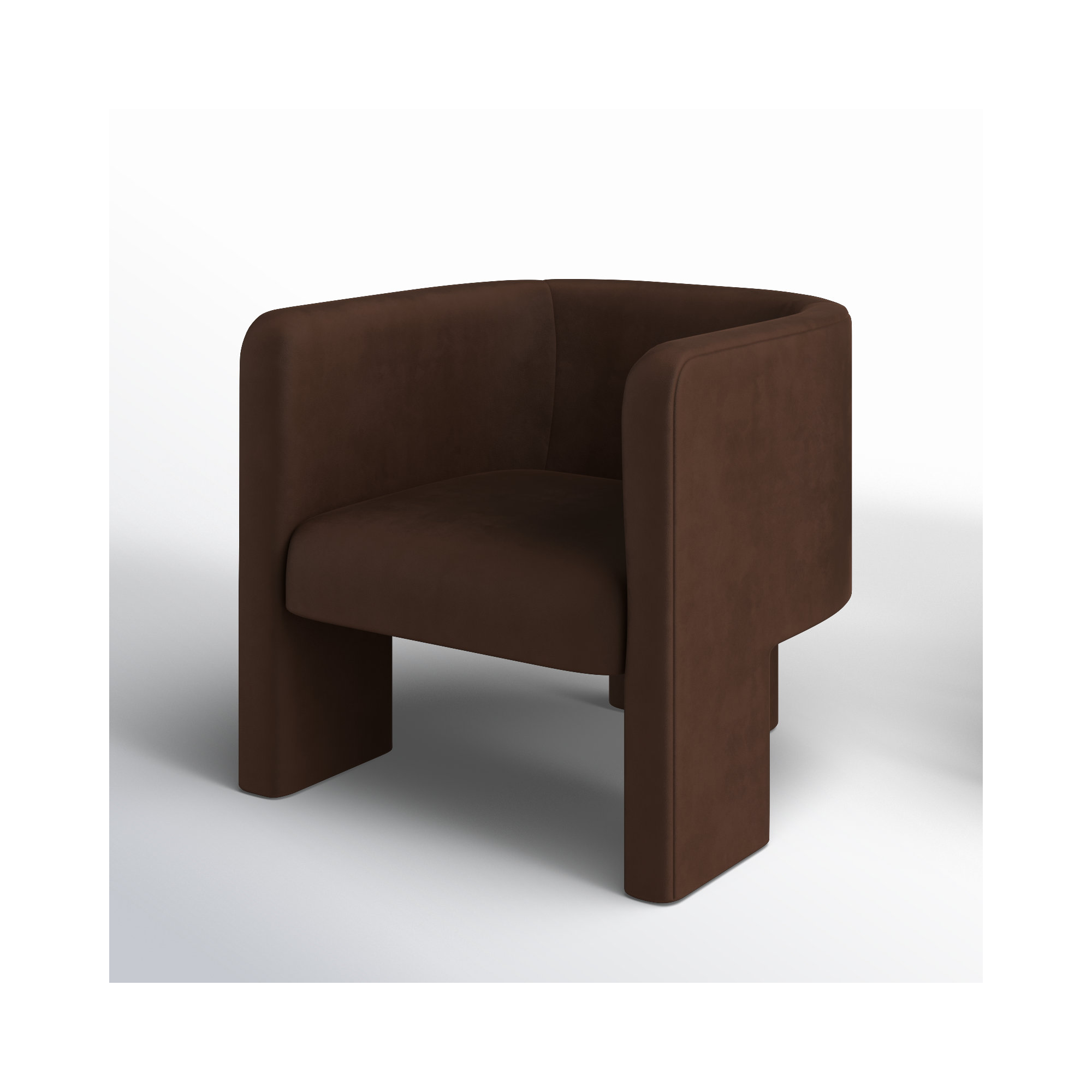 Ellum Upholstered Barrel Chair, Dark Brown Velvet