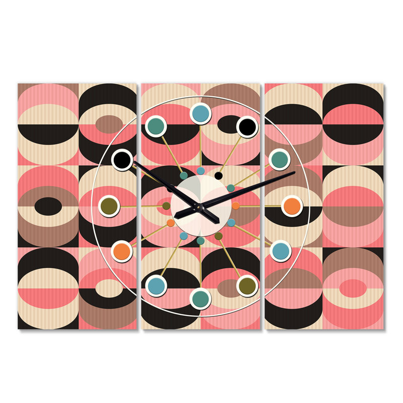 Horloge murale rétro géométrique xi Mid-Century