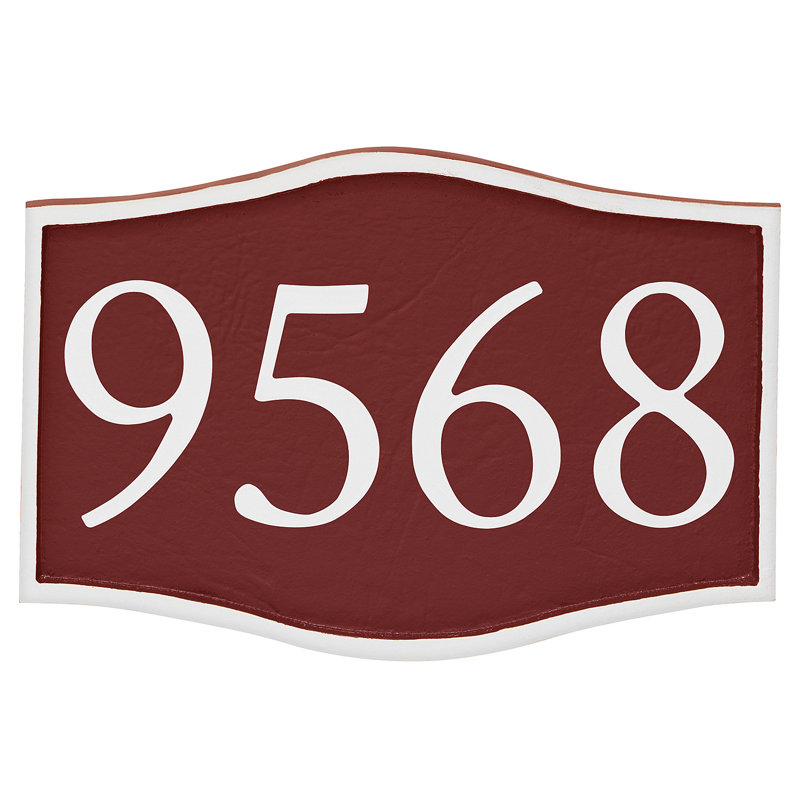 Plaque d’adresse murale sur 1 ligne serif, Blanc, Rouge