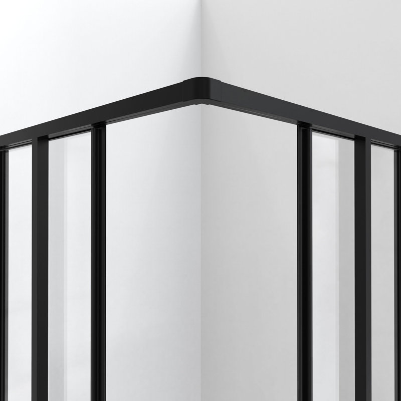 Cornerview 42" W x 42" D x 74.75" H Framed Square Sliding Shower Enclosure with Base Included, Matte Black, Matte Black