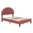 Upholstered Platform Bed With Flower Pattern Headboard