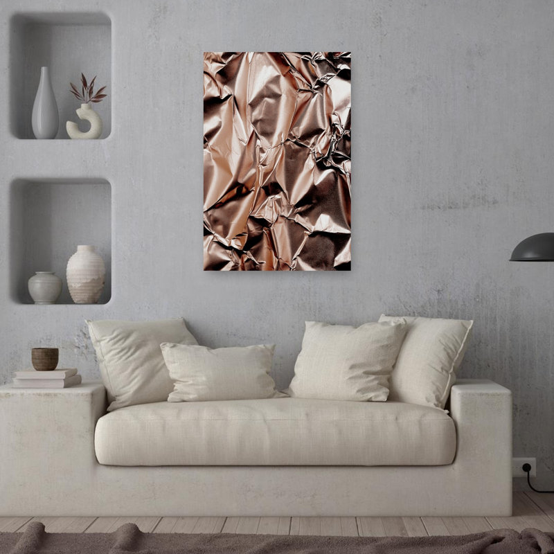 «Crinkled Rose Abstract Contemporary Rose Landscape Nature», reproduction d'art murale, H 36 po x l 24 po, Brun / or