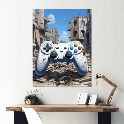 White PS Controler Paradise Ruins - Video Games Metal Wall Art -  Ivy Bronx, 0572686DBDD2469B83BF98536A5EA7A0