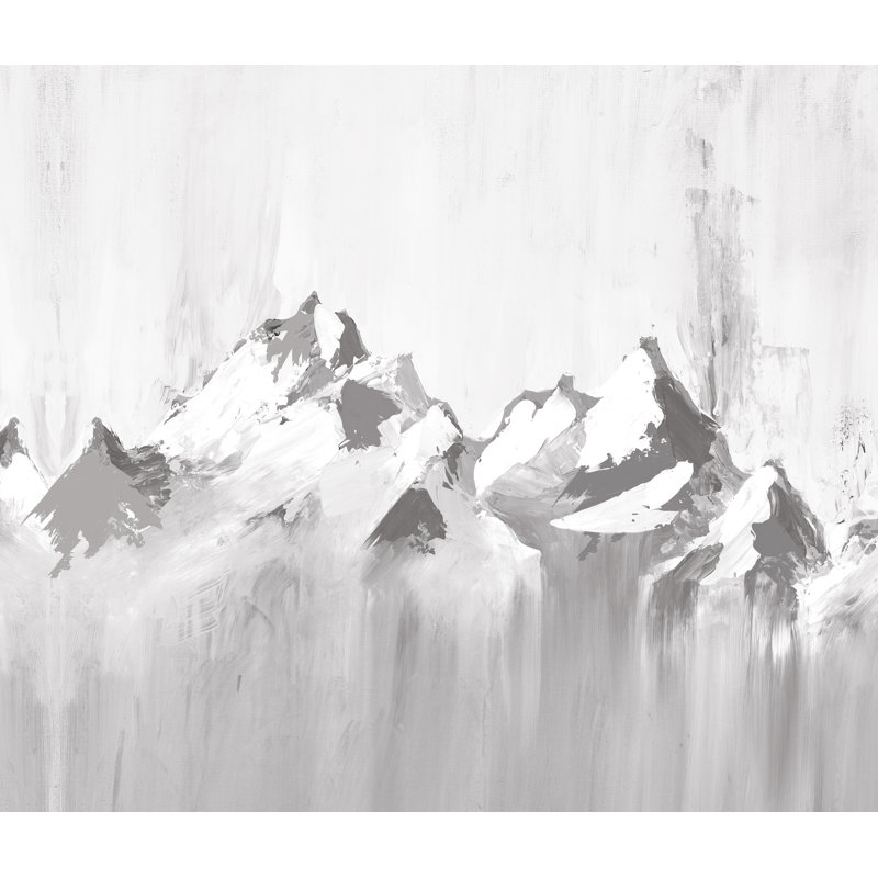 Greyscale Mountainscape - Painting Print, 30cm H x 46cm W, Wrapped Canvas