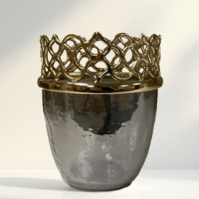 Arabesque Collection Brass and Glass Bathroom Tumbler Perfect Christmas Decor or Christmas Gift