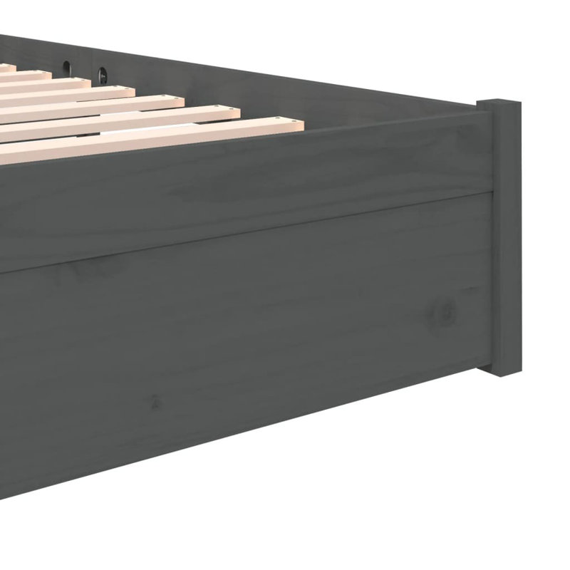 Bed Frame Solid Wood, grey, 140 x 200 cm