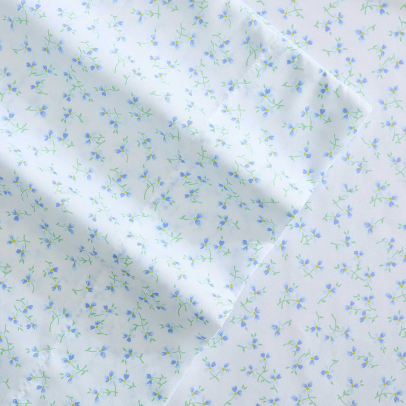 Betsey Johnson Printed Novelty Sheet Sets, Twin Sheet Set with 1 Standard Pillowcase, Ballet Floral Blue