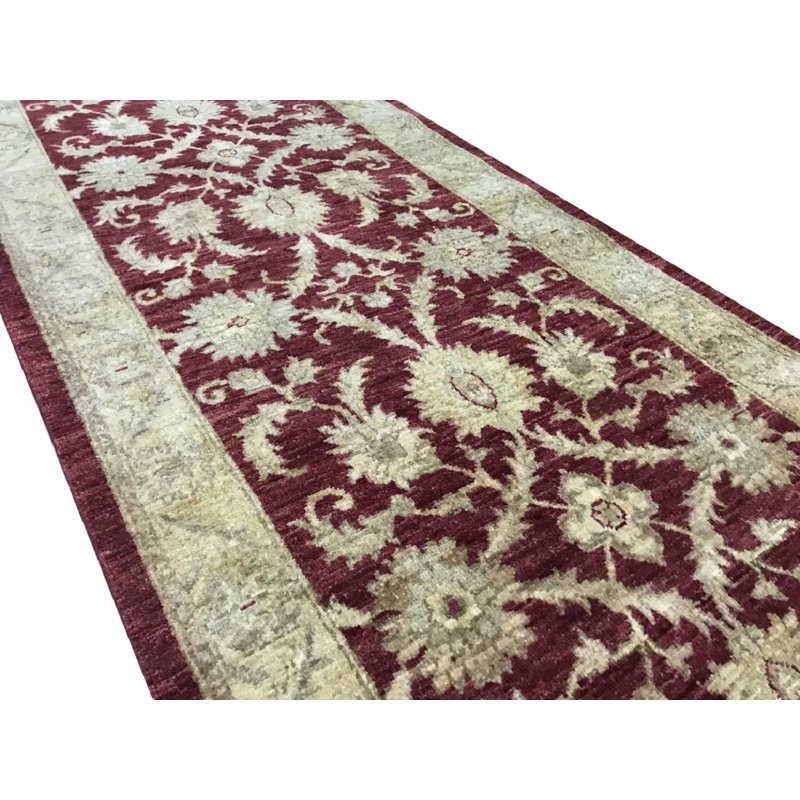 Tapis de couloir marron / beige de haute qualité noué à la main One-of-a-Kind