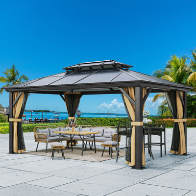 Pavillon de jardin double en polyéthylène avec cadre en aluminium