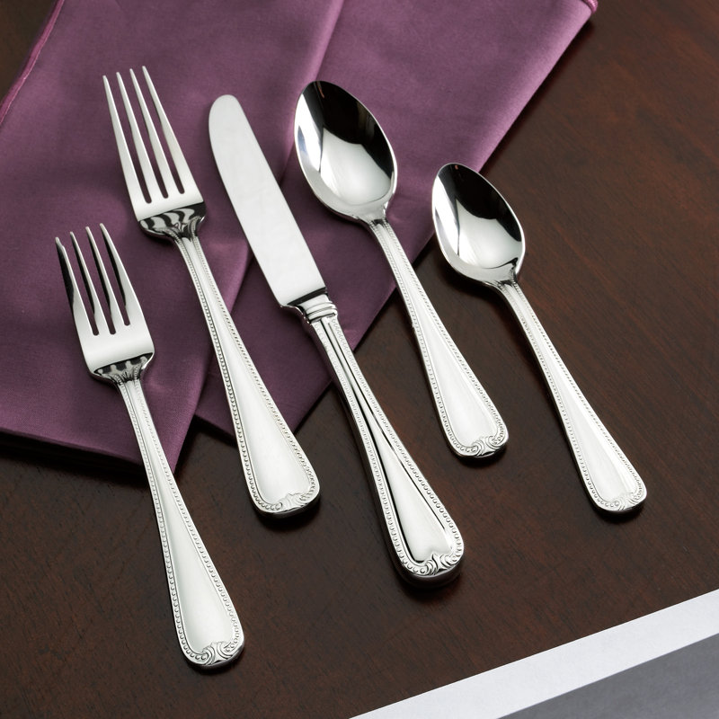 Vintage Jewel 5 Piece 18/10 Stainless Steel Flatware Set, Service for 1, Mirror Polished