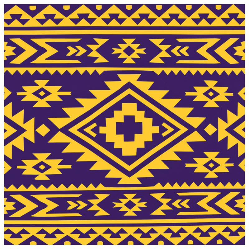 Couvertures à motif aztèque jaune et mauve, L 60 po x H 80 po