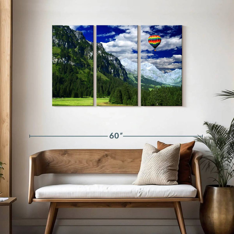 Alvord Hot Air Balloon Mountain Scene, 28" H x 45" W