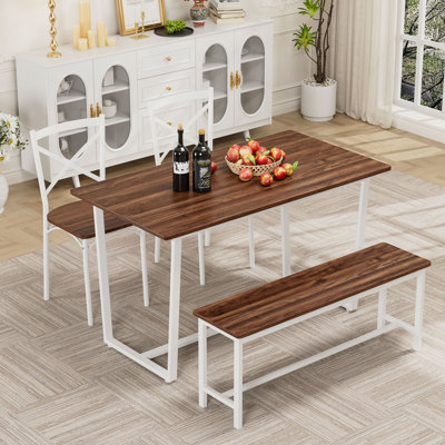 Ensemble de table et de chaises quatre pièces avec dossier, style industriel, structure solide