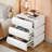 High Gloss White Nightstand with 3 Drawers-1672835351