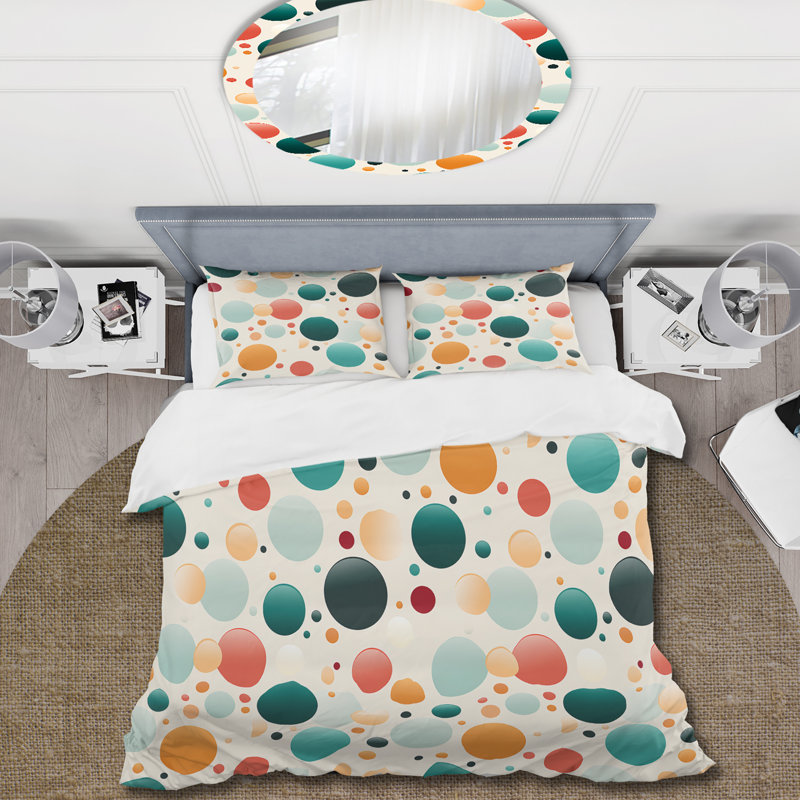 Ensemble de housse de couette Turquoise Retro Revival, Housse de couette pour très grand lit et 2 très