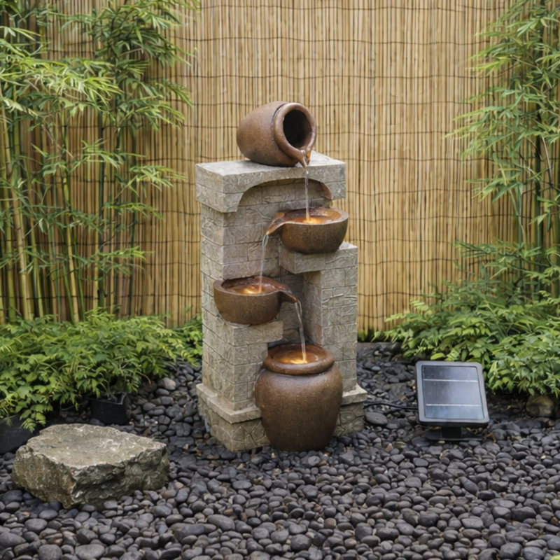 Polystone Solar Fountain with Light