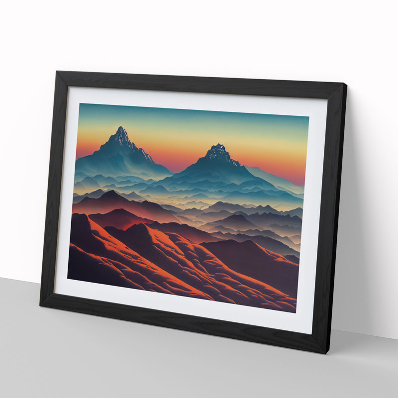 Mountain Sunset - Single Picture Frame Print, Black Framed, 34cm H x 46cm W x 2cm D