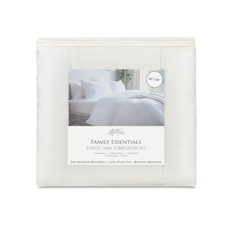 Arkwright 100% Polyester Soft All Season Bed in a Bag Comforter Set, White, Twin Comforter + 4 Additional Pieces