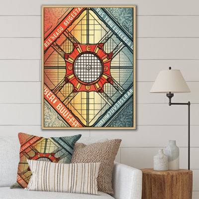 Vintage Bauhaus Geometric Stamp Retro Colors - Print on Canvas