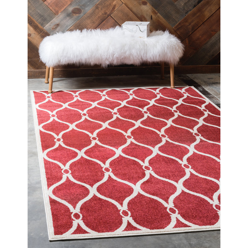Tapis à motif géométrique rouge Molly, Rectangle 5 pi 1 po x 8 pi