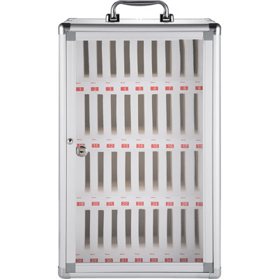 36 Slots Cell Phone Cabinet Silver Aluminum Alloy Pocket Chart Storage Locker Box W/Portable Handle