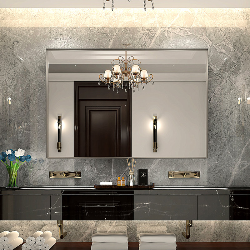 Miroir mural 40X30inch avec bord biseauté pour une sensation luxueuse, Argent, 40 po x 30 po